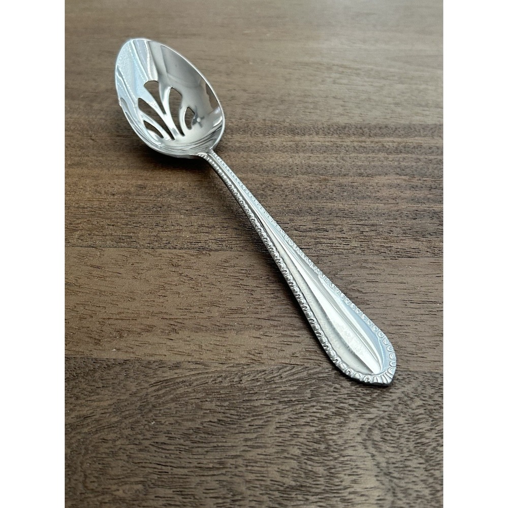 Reed & Barton Englefield Large Pierced Serving Spoon Stainless Glossy 8.75"